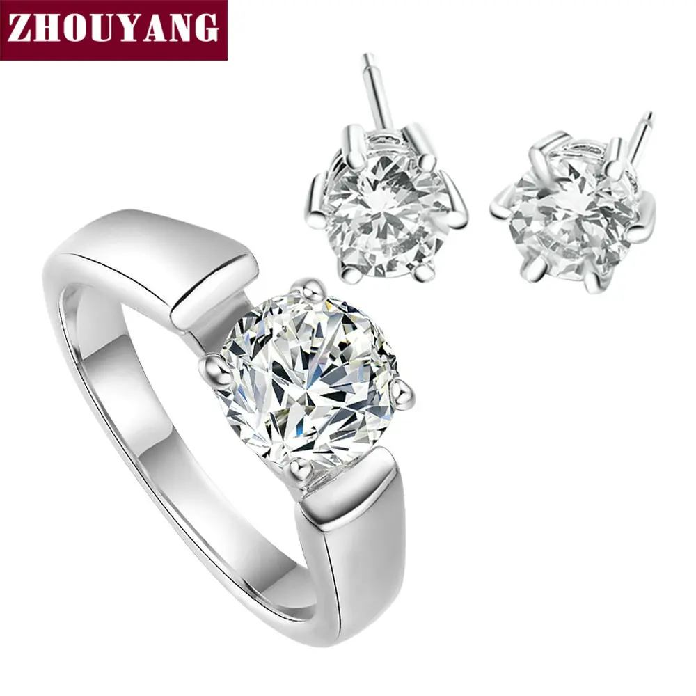 ZHOUYANG Wedding Jewelry Sets For Women CZ Engagement Earrings Ring Rose Gold Silver Color Fashion Jewelry S432 S433
ZHOUYANG Wedding Jewelry Sets For Women CZ Engagement Earrings Ring Rose Gold Silver Color Fashion Jewelry S432 S433