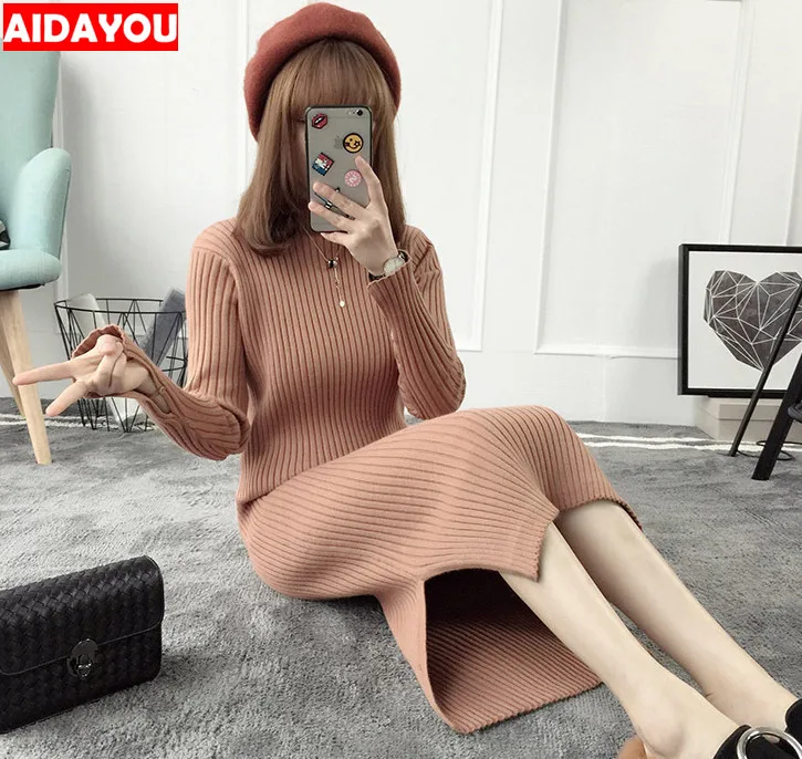 Long Sweater Dress for Winter Thick Thermal Full Sleeve Warm Women Knitted Pullover Casual Gray Black Brown C1736 Aidayou
Long Sweater Dress for Winter Thick Thermal Full Sleeve Warm Women Knitted Pullover Casual Gray Black Brown C1736 Aidayou