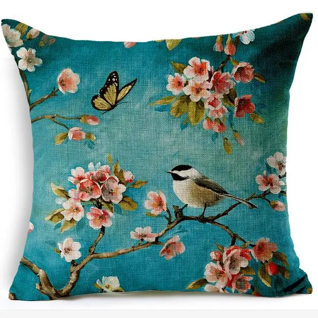 Chinese Style Linen Cushion Cover Oil Painting Creative Printed Bird Flower Blue Square Sofa Pillow Case Sofa Car Decor BZT-33
Chinese Style Linen Cushion Cover Oil Painting Creative Printed Bird Flower Blue Square Sofa Pillow Case Sofa Car Decor BZT-33