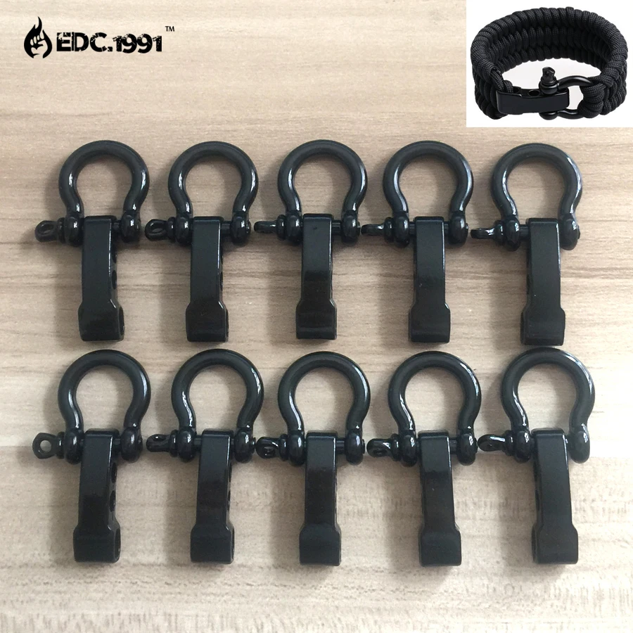 

10PCS/lot High quality O Shape Adjustable Stainless Steel Anchor Shackle Outdoor Camping Survival Rope Paracord Bracelet Buckles