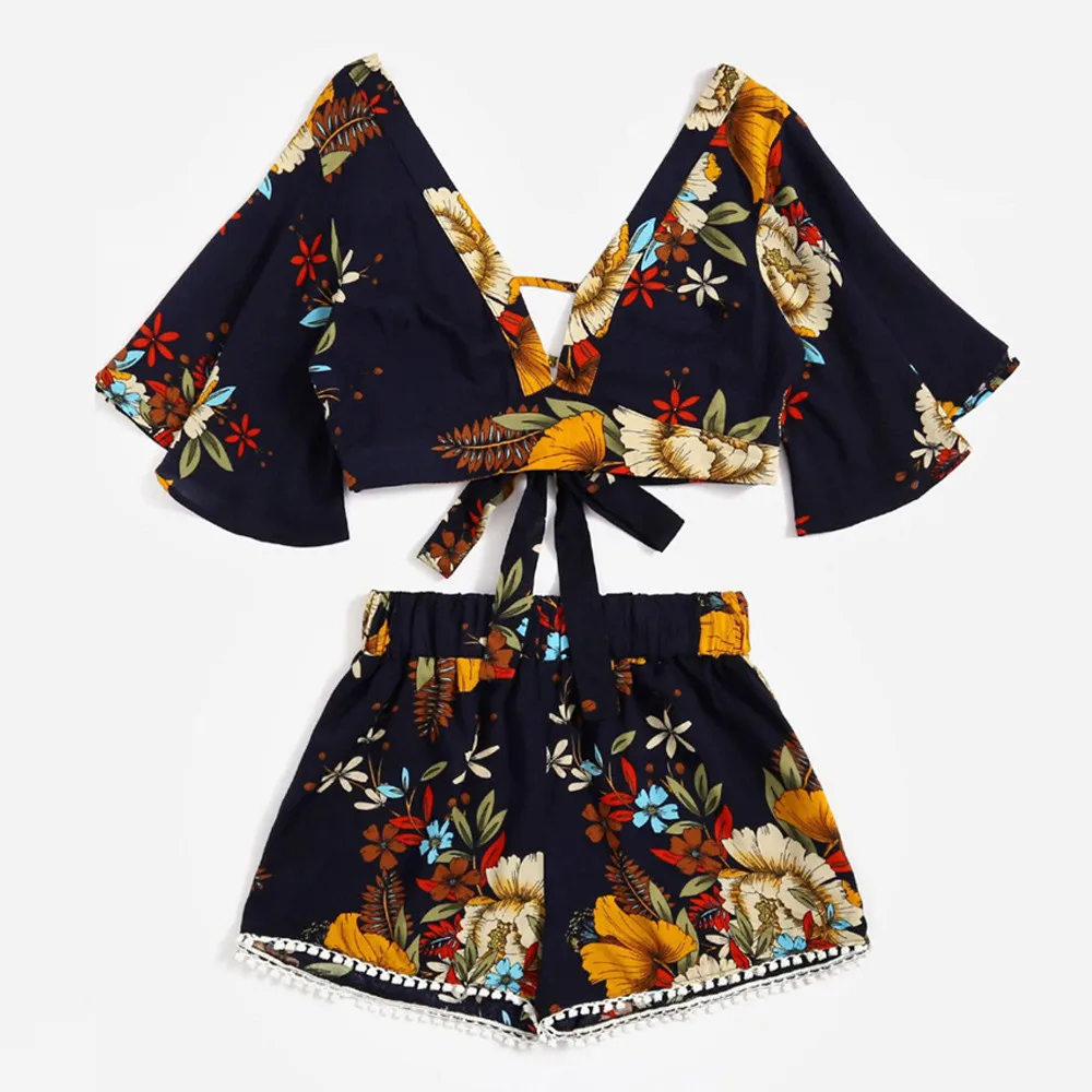 Tracksuit For Women two piece set conjuntos Casual Two Piece Set Women Botanical Print Summer V Collar Top Shorts Beachwear #50
Tracksuit For Women two piece set conjuntos Casual Two Piece Set Women Botanical Print Summer V Collar Top Shorts Beachwear #50