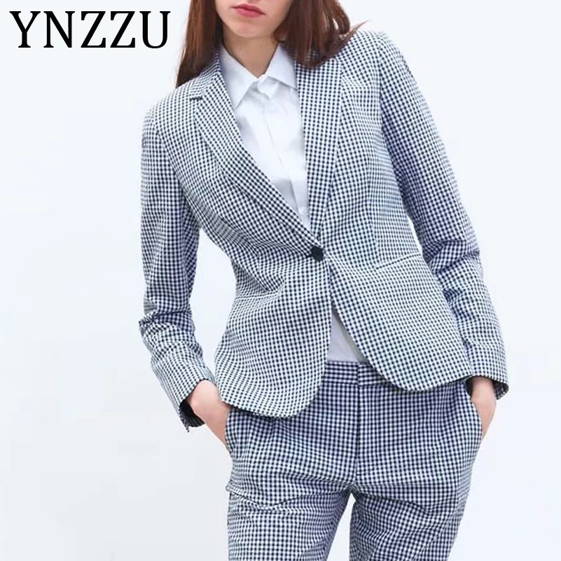 YNZZU Elegant Plaid Office Lady Suit Coat Women 2019 Autumn Notched Collar Long Sleeve Slim Blazer Female Jacket Outwears AO983
YNZZU Elegant Plaid Office Lady Suit Coat Women 2019 Autumn Notched Collar Long Sleeve Slim Blazer Female Jacket Outwears AO983