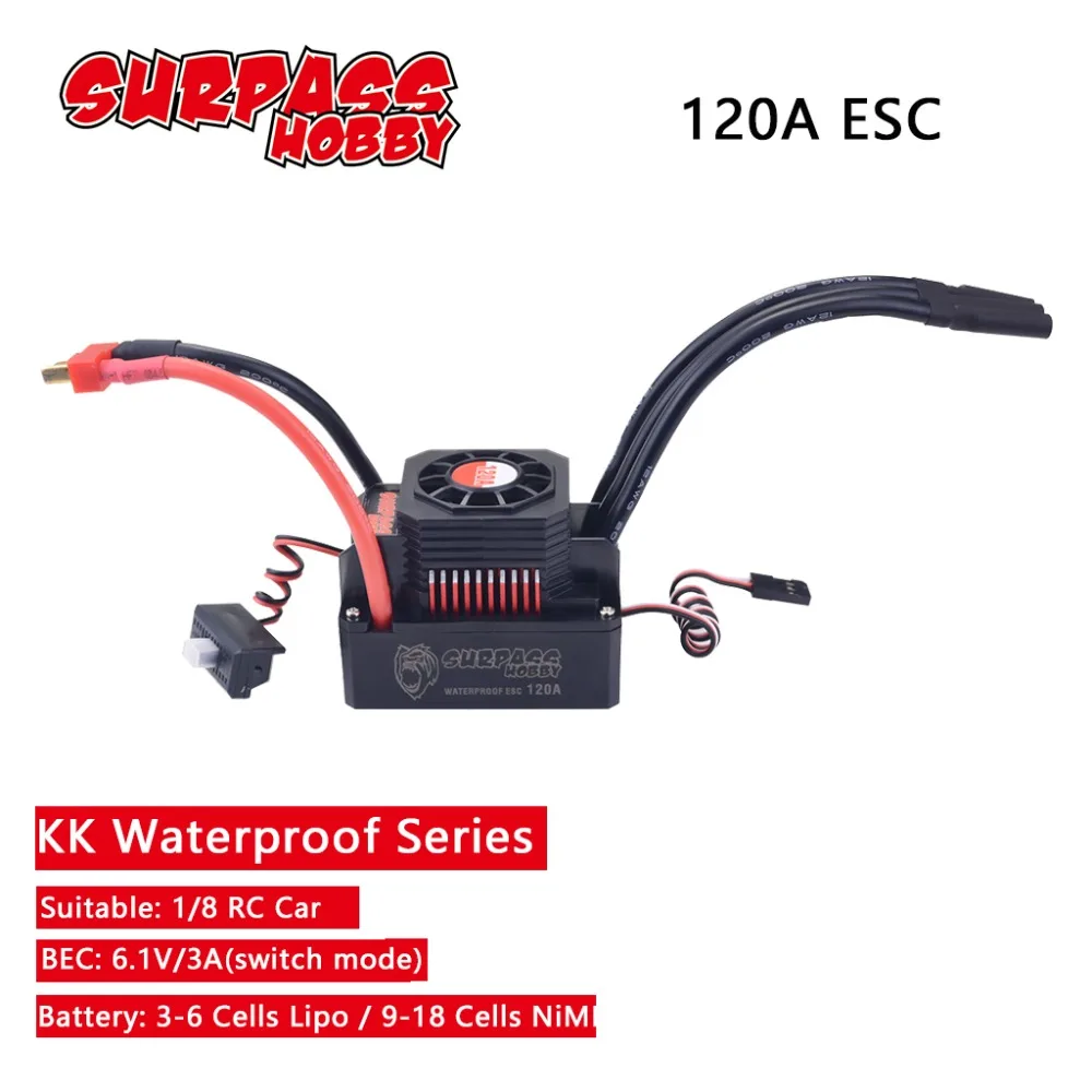 SURPASSHOBBY KK Waterproof 120A ESC Electric Speed Controller for RC 1/8 RC Car 4076 4068 Brushless Motor
SURPASSHOBBY KK Waterproof 120A ESC Electric Speed Controller for RC 1/8 RC Car 4076 4068 Brushless Motor