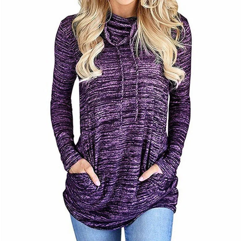Turtleneck Autumn Winter Women T-shirt Printed Long Sleeve Girl Sweatshirt Tops Female Casual Stripe Cotton Pocket Blend T-Shirt
Turtleneck Autumn Winter Women T-shirt Printed Long Sleeve Girl Sweatshirt Tops Female Casual Stripe Cotton Pocket Blend T-Shirt