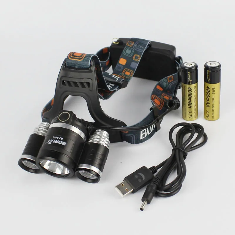 BORUIT RJ-3001 3xCREE XML T6 5000 Lumens 4-Mode USB Rechargeable LED Headlamp +2x18650+1xCharger+1xUSB Cable
BORUIT RJ-3001 3xCREE XML T6 5000 Lumens 4-Mode USB Rechargeable LED Headlamp +2x18650+1xCharger+1xUSB Cable
