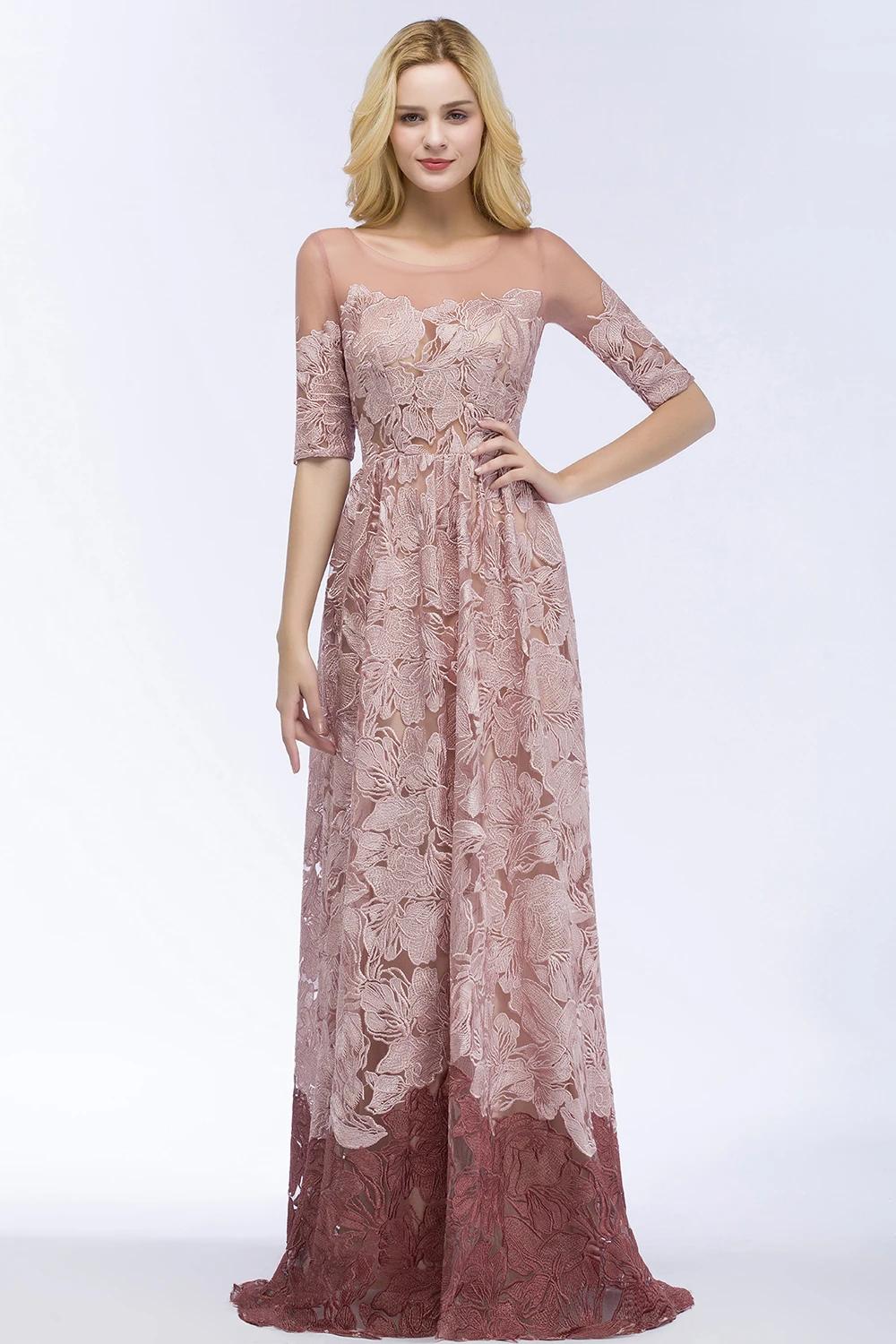 Rose Lace Evening Dress