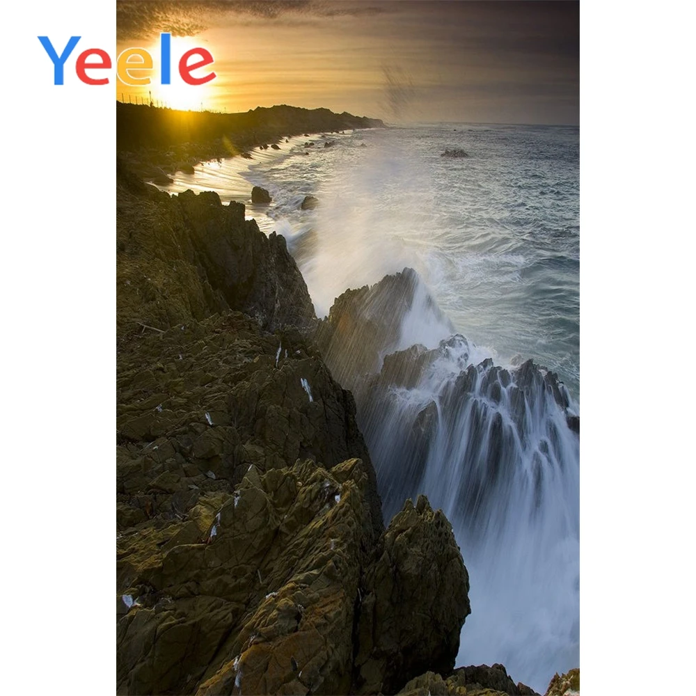 

Yeele Seaside Waves View Photographic Backdrops Stone Island Sunset Scenery Photography Backgrounds Customized For Photo Studio