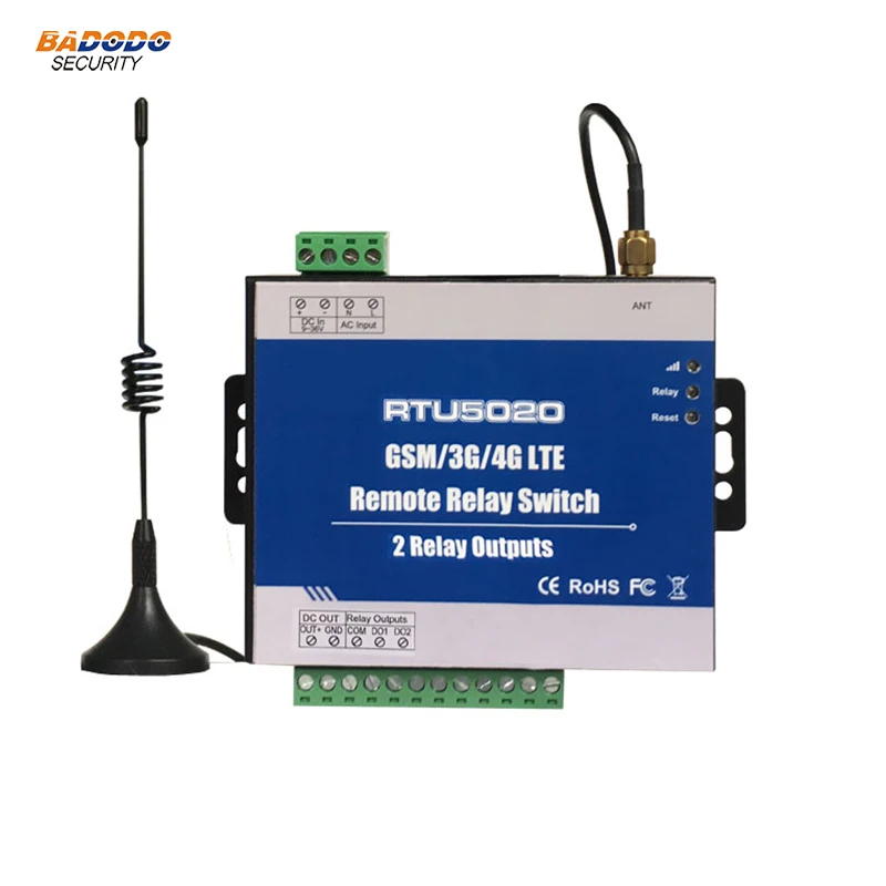 GSM 3G 4G SMS Remote Relay Switches (2 Relay Outputs) RTU5020 remotely switch ON/OFF by SMS APP Web Server internet timers
GSM 3G 4G SMS Remote Relay Switches (2 Relay Outputs) RTU5020 remotely switch ON/OFF by SMS APP Web Server internet timers