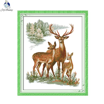 Needlework 14CT and 11CT Counted Printed On Canvas Cross Stitch Schemes Embroidery Set A Sika Deer Family DIY Hand Made Crafts
Needlework 14CT and 11CT Counted Printed On Canvas Cross Stitch Schemes Embroidery Set A Sika Deer Family DIY Hand Made Crafts
