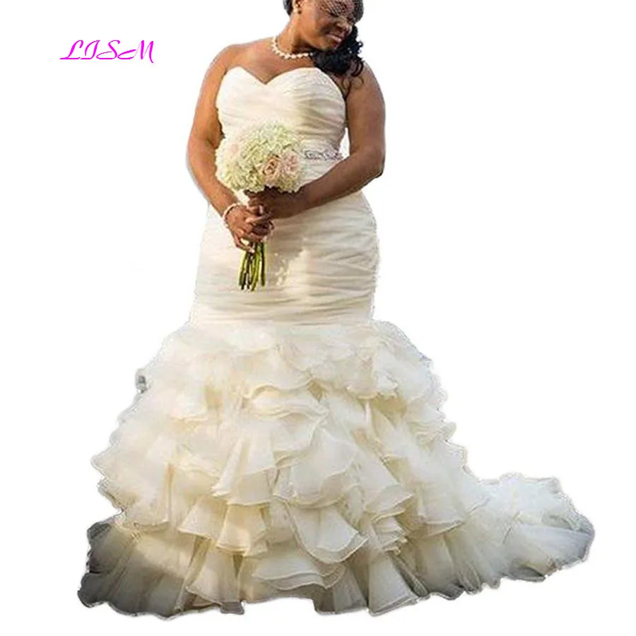 Sweetheart Beaded Pleats Mermaid Wedding Dress Plus Size Long Train Tulle Bridal Gowns Lace up Back Wedding Dress robe de mariee
Sweetheart Beaded Pleats Mermaid Wedding Dress Plus Size Long Train Tulle Bridal Gowns Lace up Back Wedding Dress robe de mariee
