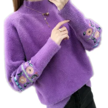 Flowers Embroidery Women Winter Sweater 2018 Long Sleeve Fake Mink Hair Knitted Tops Pullovers Jumper High Elastic SweaterCQ2788
Flowers Embroidery Women Winter Sweater 2018 Long Sleeve Fake Mink Hair Knitted Tops Pullovers Jumper High Elastic SweaterCQ2788