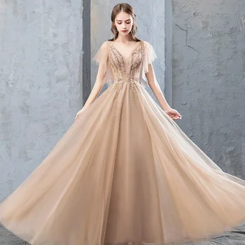 New Women Dress V-Neck Banquet Temperament Host Party Bandage Elegant Ball Gown Lace Butterfly Sleeve Birthday Dress A287
New Women Dress V-Neck Banquet Temperament Host Party Bandage Elegant Ball Gown Lace Butterfly Sleeve Birthday Dress A287
