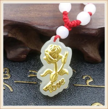 Natural love flower jadeite with gold rose pendant necklace charm women's jewelry gift
Natural love flower jadeite with gold rose pendant necklace charm women's jewelry gift