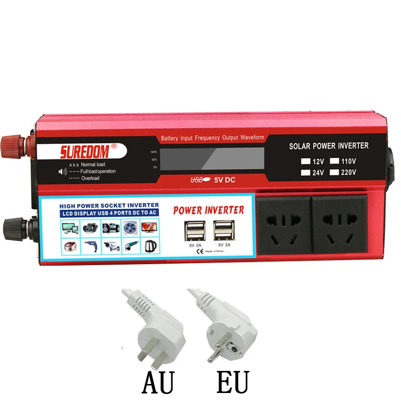 DC12V 24 V AC 110 220 USB 500 W 1000 1500 Портативный преобразователь частоты автомобильное