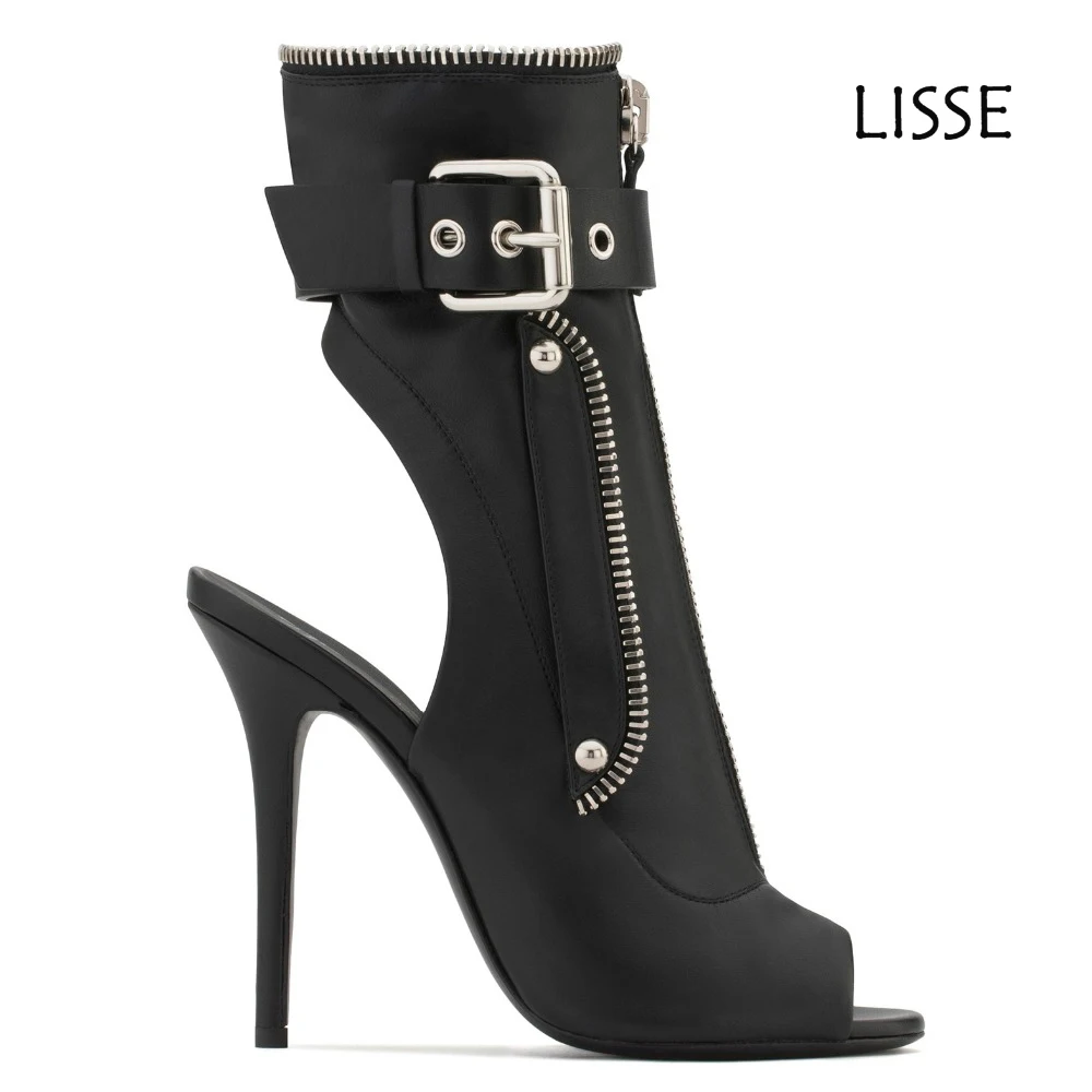 2018 New Arrival Women Summer Sandals Booties Open Toe Slingback High Heel Ankle Boots Front Zipper Ankle Buckle Black Shoes
2018 New Arrival Women Summer Sandals Booties Open Toe Slingback High Heel Ankle Boots Front Zipper Ankle Buckle Black Shoes