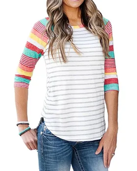 Hitmebox 2018 New Fashion Autumn Women'S Colorblock 3/4 Raglan Sleeve Colorful Stripes Tops Ladies Crew Neck Asymmetric Tshirts
Hitmebox 2018 New Fashion Autumn Women'S Colorblock 3/4 Raglan Sleeve Colorful Stripes Tops Ladies Crew Neck Asymmetric Tshirts