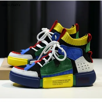 Mixed Colors High Top Platform Women Shoes Brand Design Lace-Up Women Sneakers Cow Suede Runway Couple Sport Shoes Triners 2019
Mixed Colors High Top Platform Women Shoes Brand Design Lace-Up Women Sneakers Cow Suede Runway Couple Sport Shoes Triners 2019