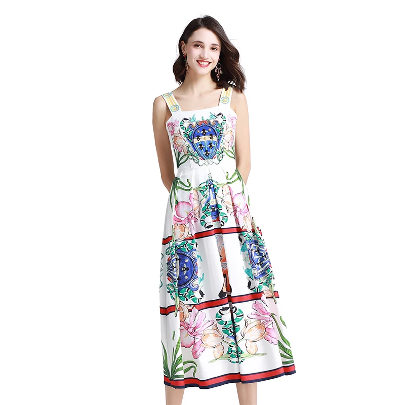 Sexy Backless Floral Print Dresses Women Spaghetti Strap Vintage Embroidery Pleated Female Elegant Beach Mid-Clap Vestidos
Sexy Backless Floral Print Dresses Women Spaghetti Strap Vintage Embroidery Pleated Female Elegant Beach Mid-Clap Vestidos