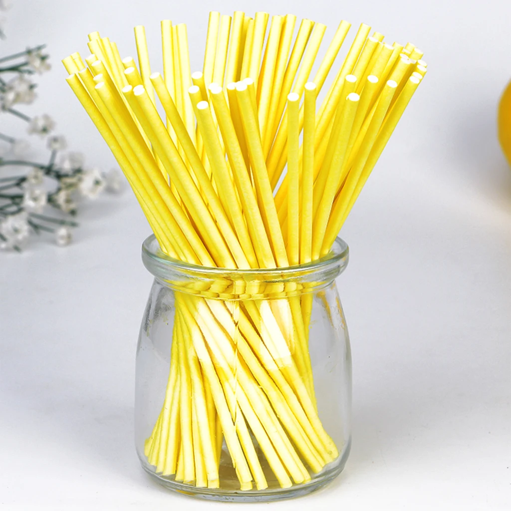 100 Pc Solid Colored Paper Lollipop Sticks 6 inch Cake Pop Sticks for Fondant Candy Chocolate Cake Pop Cupcakes Making Mould