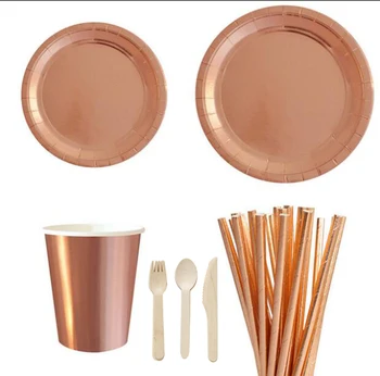 Serves 8 metallic rose gold wedding birthday disposable party tableware dinnerware party supplies set paper plates cups straws
Serves 8 metallic rose gold wedding birthday disposable party tableware dinnerware party supplies set paper plates cups straws