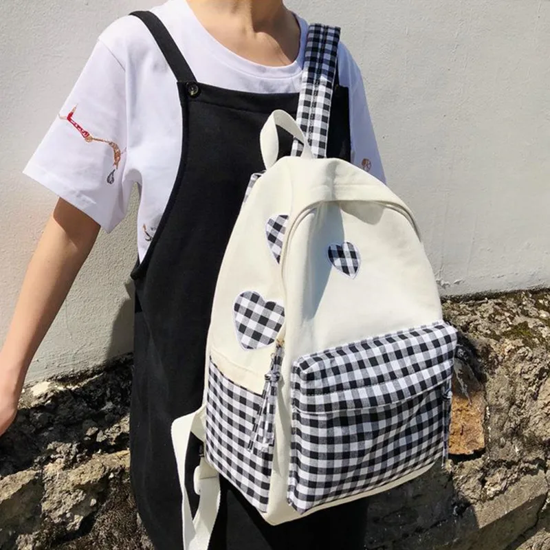 Sweet Backpack Love Grid Pink School Bag for Teenage Girls 100% Cotton Canvas Leisure Or Travel Bag Large Capacity Shoulder Bag
Sweet Backpack Love Grid Pink School Bag for Teenage Girls 100% Cotton Canvas Leisure Or Travel Bag Large Capacity Shoulder Bag