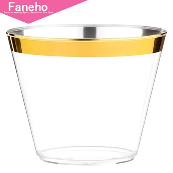 100 Gold Plastic Cups - 9 Oz Disposable Gold Rimmed Plastic Tumblers For Party Holiday Wedding and Occasions - Fancy Party Cups
100 Gold Plastic Cups - 9 Oz Disposable Gold Rimmed Plastic Tumblers For Party Holiday Wedding and Occasions - Fancy Party Cups