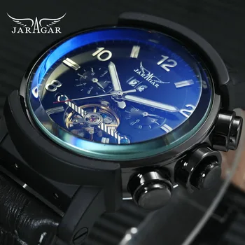 JARAGAR Military Sports Tourbillon Mechanical Watch Men Blue Mirror Case 2 Sub-dial Calendar Top Brand Luxury Skeleton Watches
JARAGAR Military Sports Tourbillon Mechanical Watch Men Blue Mirror Case 2 Sub-dial Calendar Top Brand Luxury Skeleton Watches