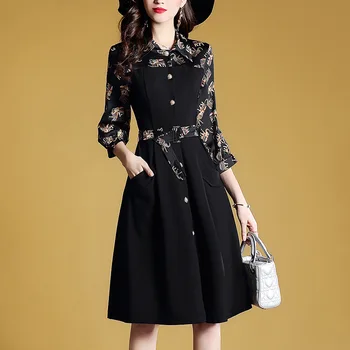 Dress Women 2019 Early Spring New Elegant Office Ladies 3/4 sleeve Vintage Print Patchwork Slim Waist Faux Two Piece Dress
Dress Women 2019 Early Spring New Elegant Office Ladies 3/4 sleeve Vintage Print Patchwork Slim Waist Faux Two Piece Dress