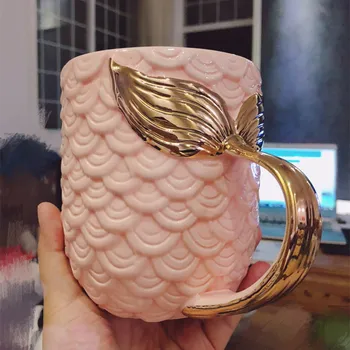Beauty Mermaid handle large capacity tea milk cups and mugs creative Pearl glaze gold coffee mug drinkware 420ML
Beauty Mermaid handle large capacity tea milk cups and mugs creative Pearl glaze gold coffee mug drinkware 420ML
