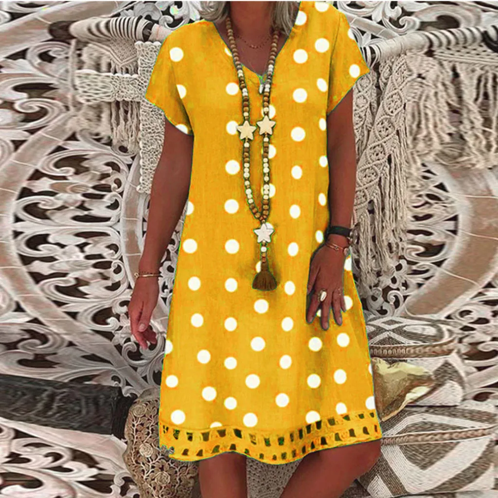 Women Ladies Fashion Print Dot Short Sleeve V Neck Dress vestidos mujer women dress elegant short boho sundresses women #4
Women Ladies Fashion Print Dot Short Sleeve V Neck Dress vestidos mujer women dress elegant short boho sundresses women #4