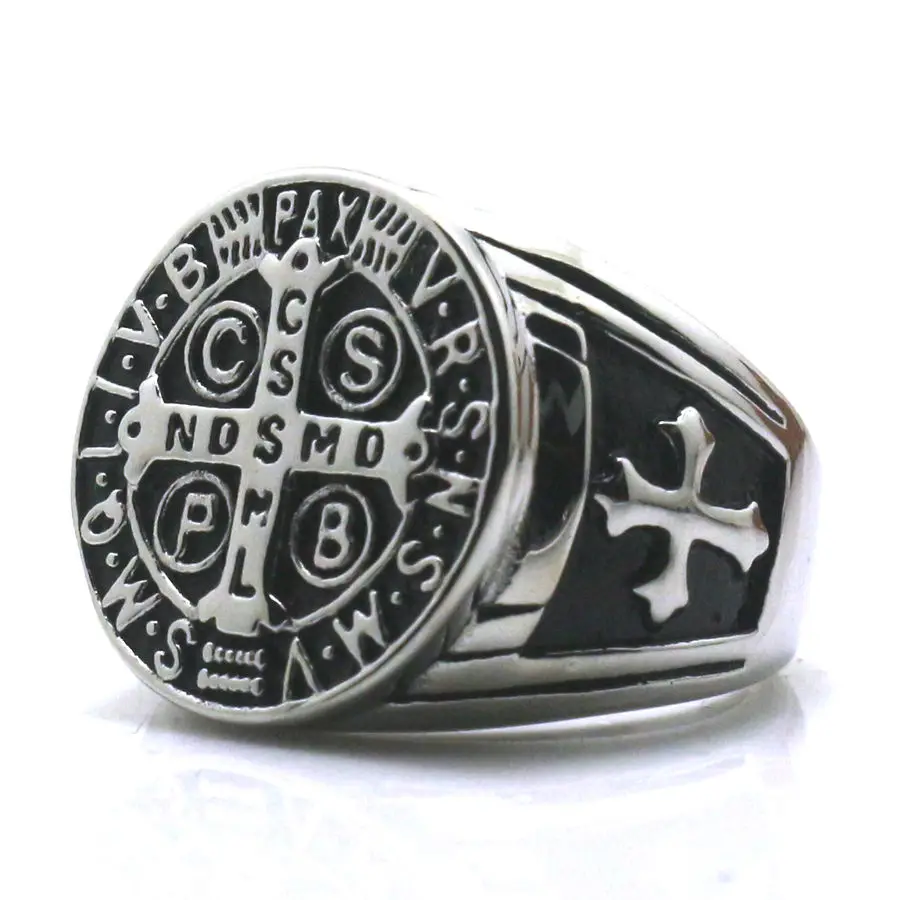 CSPB CSSML NDSMD Unisex 316L Stainless Steel Saint Benedict of Nursia Catholic Church Christianity Jesus Exorcism Ring 
CSPB CSSML NDSMD Unisex 316L Stainless Steel Saint Benedict of Nursia Catholic Church Christianity Jesus Exorcism Ring