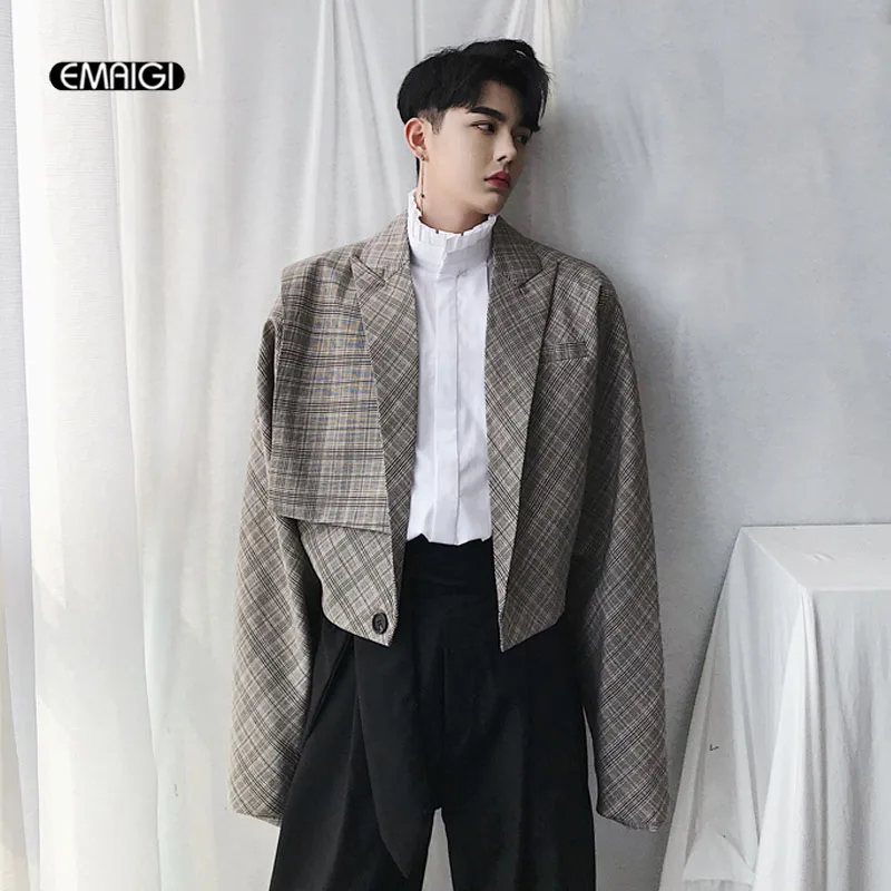 Men Vintage Fashion Casual Loose Plaid Short Jacket Streetwear Hip Hop Suit Coat Male Autumn Spring
Men Vintage Fashion Casual Loose Plaid Short Jacket Streetwear Hip Hop Suit Coat Male Autumn Spring