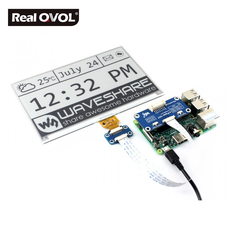 RealQvol 7.5inch e-Paper HAT E-Ink display HAT for Raspberry Pi, SPI interface 640x384 resolution embedded controller
RealQvol 7.5inch e-Paper HAT E-Ink display HAT for Raspberry Pi, SPI interface 640x384 resolution embedded controller