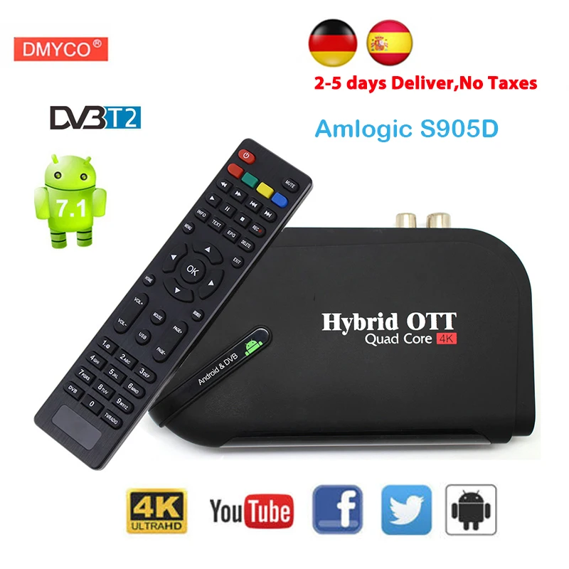 DVB-T2 Satellite Receiver&Android tv box 1080P HD Amlogic S905 Quad core Bluetooth 4.0 H.265 HEVC 4K Smart media player tv tuner
DVB-T2 Satellite Receiver&Android tv box 1080P HD Amlogic S905 Quad core Bluetooth 4.0 H.265 HEVC 4K Smart media player tv tuner