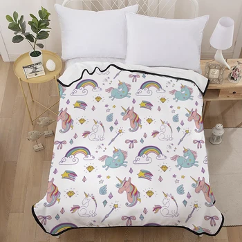 Cartoon Unicorn Sherpa Fleece Blanket on Sofa Bed Ranbow Diamonds Print Magic World Girls Bedding 150x200cm Great Gift
Cartoon Unicorn Sherpa Fleece Blanket on Sofa Bed Ranbow Diamonds Print Magic World Girls Bedding 150x200cm Great Gift