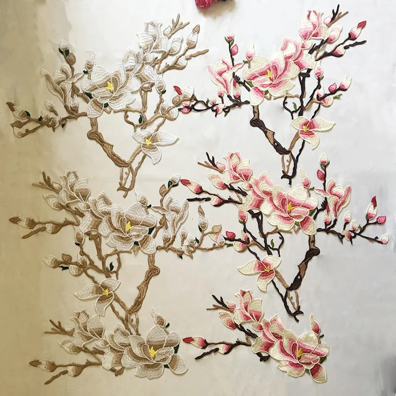 Retail Large size Magnolia Flower Water soluble Embroidered Patches Sticker Appliques DIY Accessory For Wedding dress cheongsam
Retail Large size Magnolia Flower Water soluble Embroidered Patches Sticker Appliques DIY Accessory For Wedding dress cheongsam