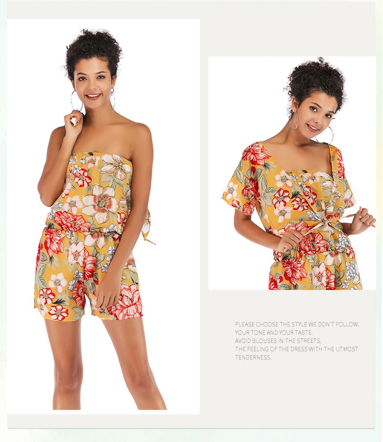 Women's Fashion Chiffon Suit And One-neck print short-sleeved shirt + shorts two-piece Women Set
Women's Fashion Chiffon Suit And One-neck print short-sleeved shirt + shorts two-piece Women Set