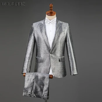 Shiny Sliver One Button 2 Piece Tuxedo Suits Men Brand Slim Fit Wedding Groom Dress Suit Male Party Stage Prom Terno Masculino
Shiny Sliver One Button 2 Piece Tuxedo Suits Men Brand Slim Fit Wedding Groom Dress Suit Male Party Stage Prom Terno Masculino