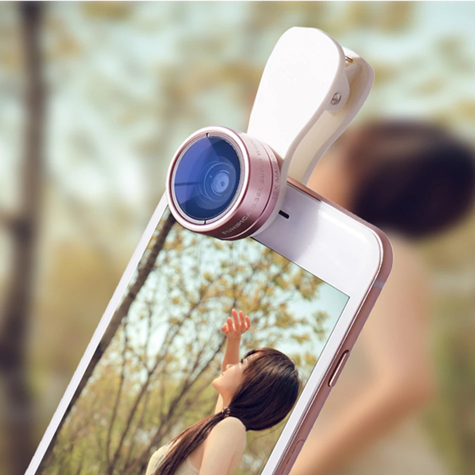 Universal 2in1 Clip on HD font b Lens b font Kit 0 36X Wide Angle 15X