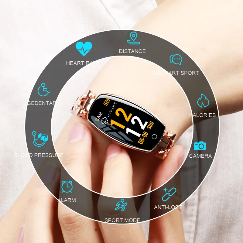 H8 Smart Watch Women 2018 Waterproof Blood Pressure Heart Rate Monitoring Bluetooth For Android IOS Fitness Bracelet Smar Band
H8 Smart Watch Women 2018 Waterproof Blood Pressure Heart Rate Monitoring Bluetooth For Android IOS Fitness Bracelet Smar Band
