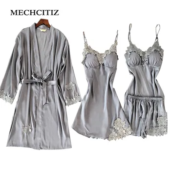 MECHCITIZ 2018 Four Pieces Female Sexy Silk Pajamas Set Robe Sling Pajamas Bathrobes Vest Short Women Nightgown Sleepwear
MECHCITIZ 2018 Four Pieces Female Sexy Silk Pajamas Set Robe Sling Pajamas Bathrobes Vest Short Women Nightgown Sleepwear