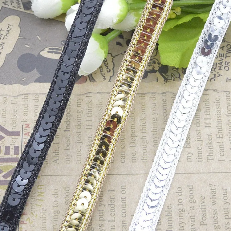 10meters 1cm sequins gold silver yarns trim lace ribbon for dance dress decoration DIY crafts clothing decoration fabric lace
10meters 1cm sequins gold silver yarns trim lace ribbon for dance dress decoration DIY crafts clothing decoration fabric lace