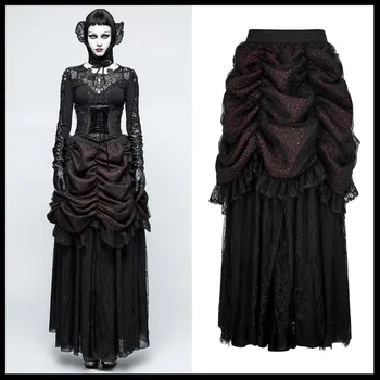PUNK RAVE Women Gothic Lolita Gorgeous Skirts Fashion Steampunk Women Evening Party Skirt Victorian Style Retro Skirts