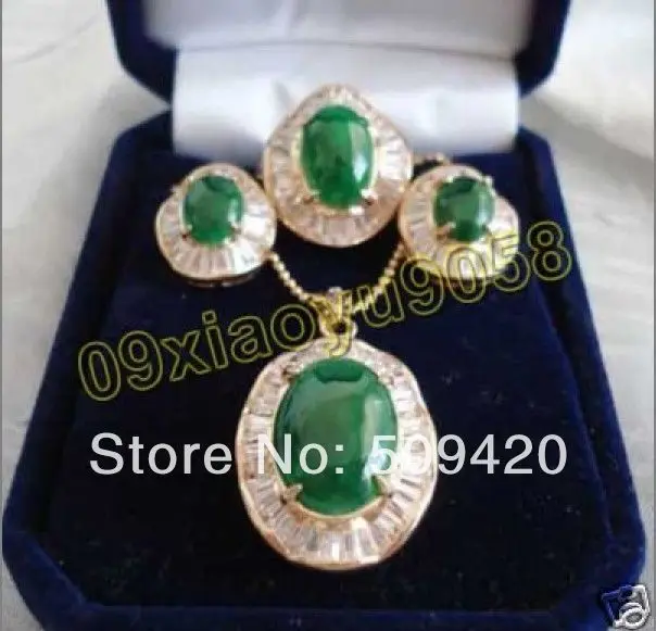 Free Shipping Wholesale>>>Design elegant green jade inlaid Zircon Necklace Earrings Ring Set
Free Shipping Wholesale>>>Design elegant green jade inlaid Zircon Necklace Earrings Ring Set
