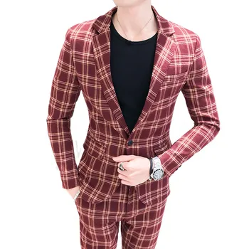 Business gentleman banquet British style Slim plaid men's suit two-piece jacket Pants fashion men's suit 2019 new
Business gentleman banquet British style Slim plaid men's suit two-piece jacket Pants fashion men's suit 2019 new