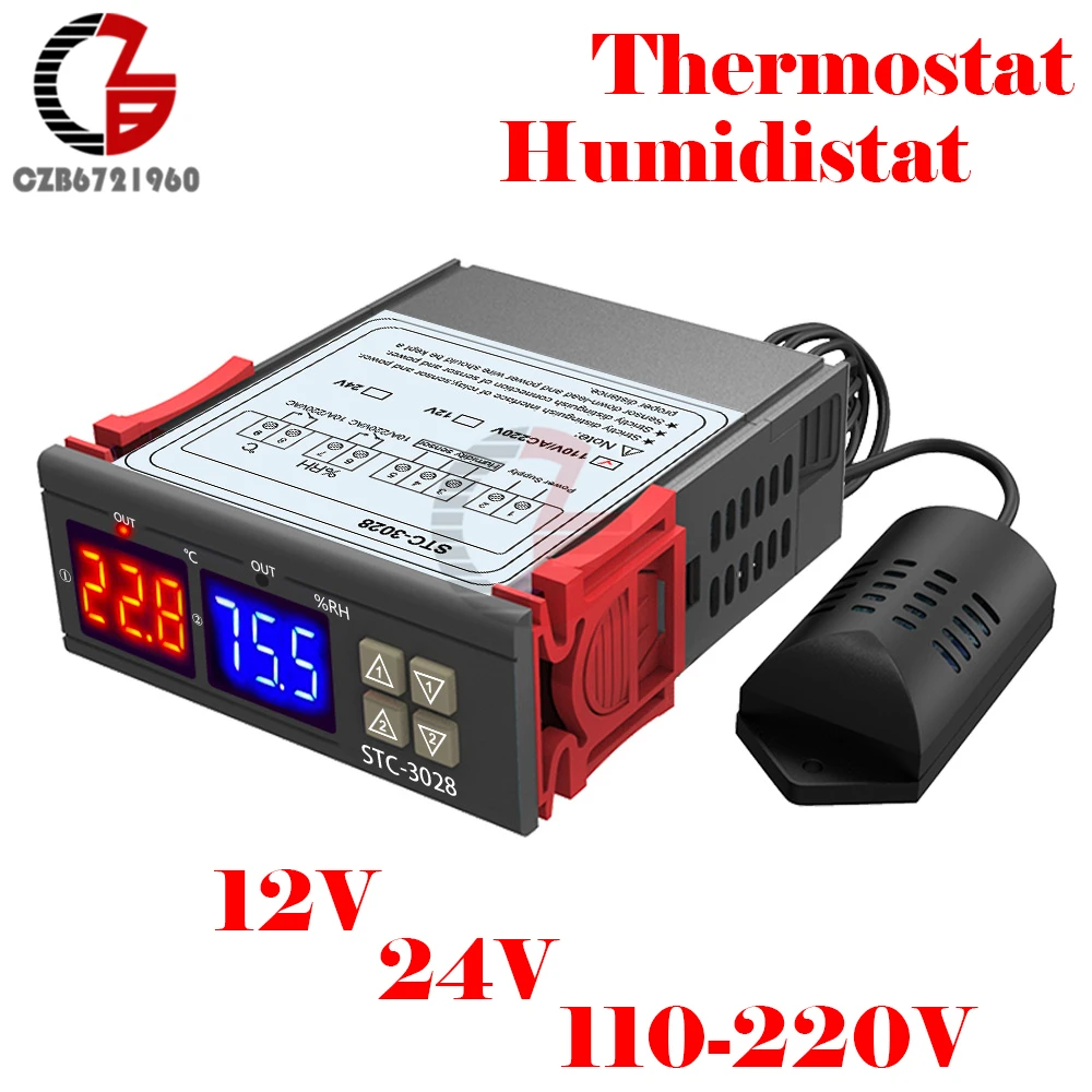 110V 220V 12V 24V Digital Temperature Humidity Controller Thermometer Hygrometer Incubator Dehumidifier Thermostat Humidistat DC
110V 220V 12V 24V Digital Temperature Humidity Controller Thermometer Hygrometer Incubator Dehumidifier Thermostat Humidistat DC