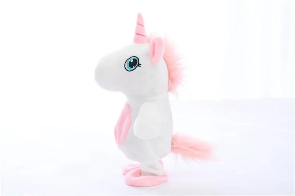 walking talking unicorn plush toy