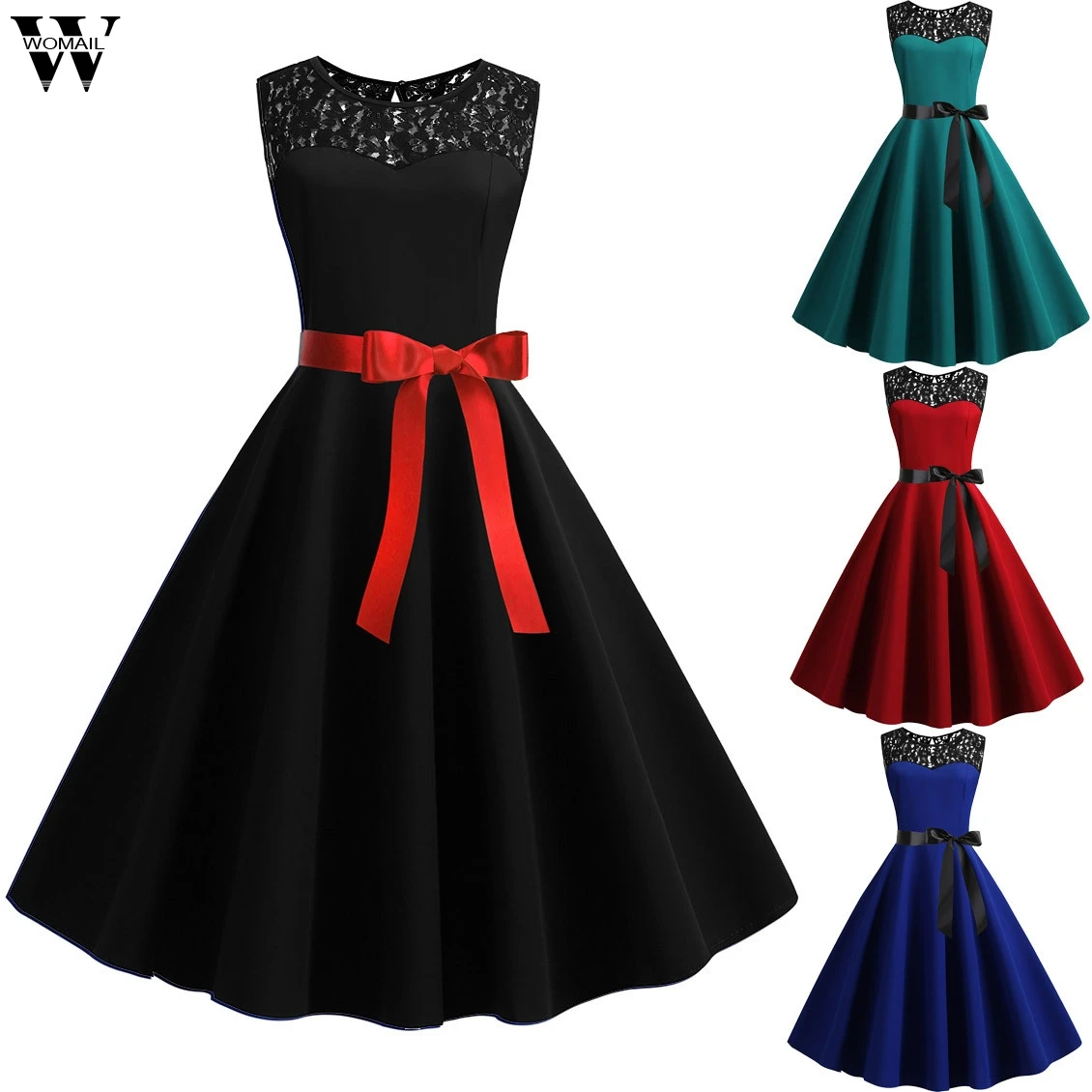 Womail dress Summer Vintage Sleeveless O-Neck Solid Lace elegant evening Party Elegant Dress with Belt Fashion 2019 dropship M9
Womail dress Summer Vintage Sleeveless O-Neck Solid Lace elegant evening Party Elegant Dress with Belt Fashion 2019 dropship M9