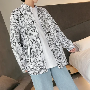 2018 Men's White Slim Fit Cotton Clothes Hawaiian Doodle Printing Long Sleeve French Cuff Fashion Hip-hop Style Shirts M-2XL
2018 Men's White Slim Fit Cotton Clothes Hawaiian Doodle Printing Long Sleeve French Cuff Fashion Hip-hop Style Shirts M-2XL