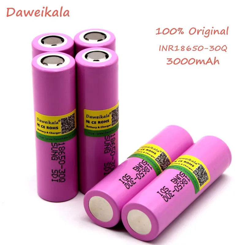 4PCS Daweikala original for samsung 18650 battery 3000 mah INR18650 - 30Q 20A li ion rechargeable battery for electronic cigare
4PCS Daweikala original for samsung 18650 battery 3000 mah INR18650 - 30Q 20A li ion rechargeable battery for electronic cigare